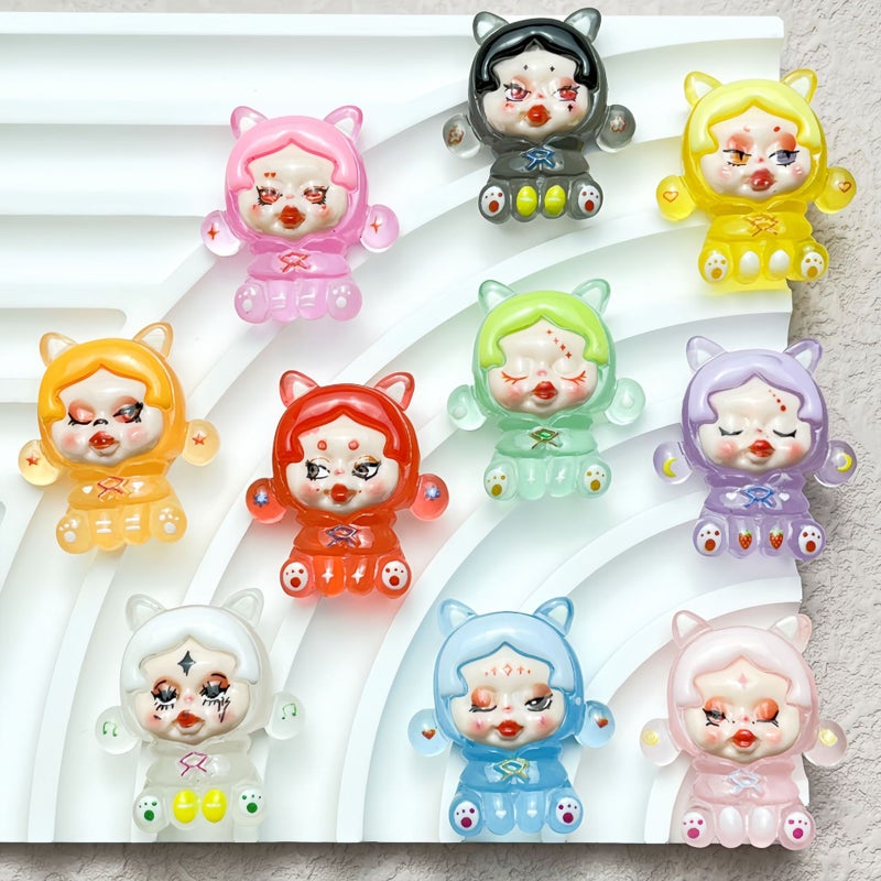 Luminous Sitting Jasmine Girl Resin Accessories Diy Handmade Hairpin Shoe Buckle Mobile Phone Case Sticker Sale - Image 4